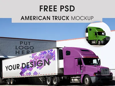 Free "American Truck" Mockup 4k american american traditional free high quality mockup mockup design mockup psd mockup template mockups truck truck mockup trucks