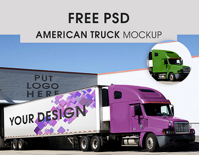 Free "American Truck" Mockup 4k american american traditional free high quality mockup mockup design mockup psd mockup template mockups truck truck mockup trucks