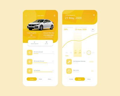 Car Credit and Maintenance - UI Design android app app design branding design flat design iphone minimalist ui ui design ux ux design vector web yellow