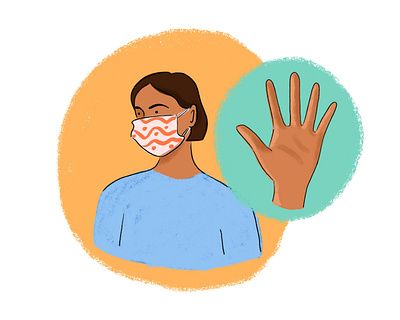 Shopping safety during lockdown adobe fresco bright clean hands covid19 illustration mask safety shopping