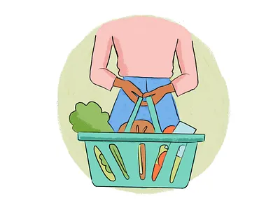 Shopping safety during lockdown basket covid19 groceries illustration lockdown safety shopping