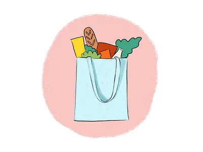 Shopping safety during lockdown adobe fresco covid19 food groceries illustration shopping