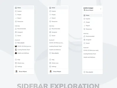 Sidebar Exploration #1 icons product design sidebar sidebar menu sidebar navigation