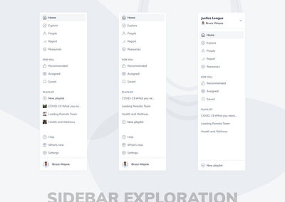 Sidebar Exploration #1 icons product design sidebar sidebar menu sidebar navigation