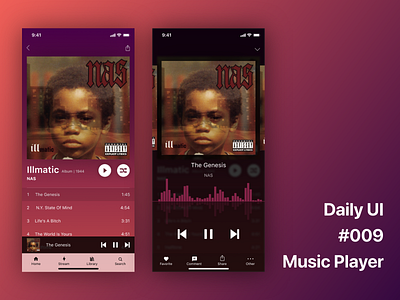 Daily UI Challenge / 009 - Music Player 009 dailyui design ui ux