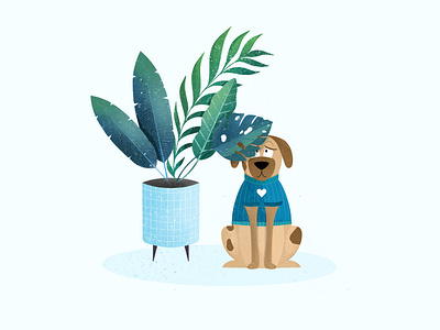 Dog life illustration animal blue botanic digitalart dog doglife dogs flowerpot freelance graphic graphicgang home illustration ipadart ipadpro materialdesign minimal picture plants procreate