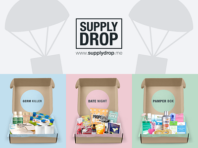 Supply Drop | Lockdown Gift Boxes brand brand and identity brand identity branding branding design corona virus coronavirus design gift box identity illustration illustrator instagram instagram template lockdown pandemic product mockups social media socialmedia vector