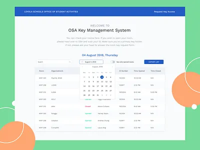 Room Key Management System design ui ux visual design