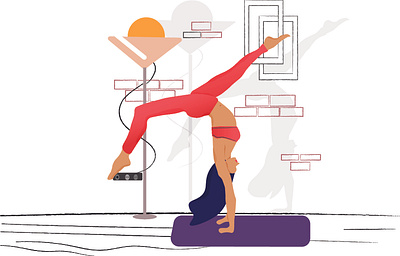 gymnast girl beauty design flat flat design girl gymnastics home home decor illustration sport vector workout yoga