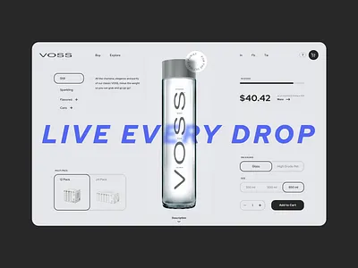 Voss. Product page 012 animation bottle dailyui e commerce item minimal order shop typography ui ux water web website