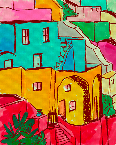 COLORFUL HOUSES art colourful drawing home house houses illustration sketch urban urban sketching