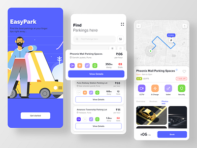 Parking App automobile automotive booking app car app car parking car rental cctv electric illustraion location app map map app maps navigation parking app parking lot security tracking app ui ux valet