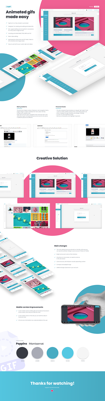 Ezgif Website Product Design app brand branding clean daily 100 challenge daily ui dailyui design flat logo minimal redesign space type typography ui ux web website