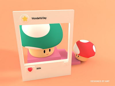 wonderful day-02 c4d cute design illustration photo the mushroom ui