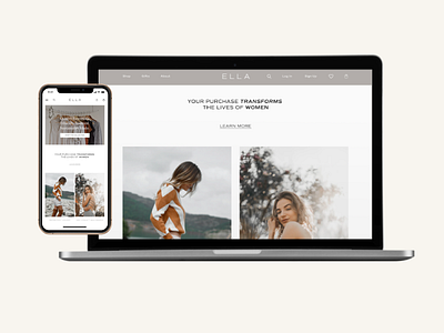 ELLA E-Commerce Website Mockups app design causes clothing brand ecommerce ecommerce design ecommerce shop ethical business mobile app mobile app design mobile ui mockup non profit nonprofit product design product page responsive design retail store shopify sustainability women empowerment