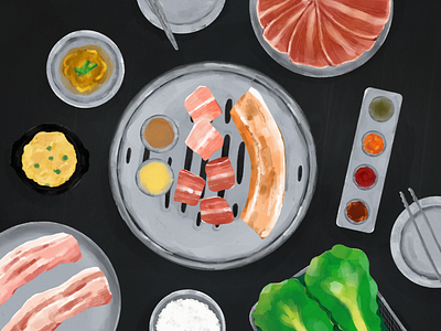 korean bbq color design digital art food food illustration illustration procreate