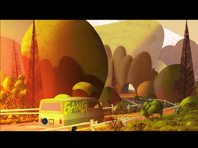 Road trip animation artwork background design concept concept art design illustration