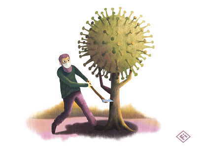 Covid Cut Down axe coronavirus covid19 illustration texture tree