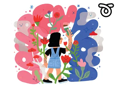 Lauren Hom X CREATIVE PEP TALK co loop coloop creative pep talk flowers lauren hom lettering podcast podcast art portrait woman