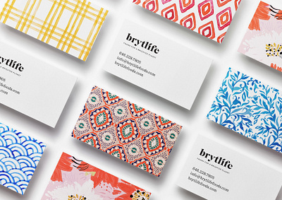 Brytlife Business Card Design bold branding bright business card businesscard color illustration logo pattern stationery vegan vegan food watercolor