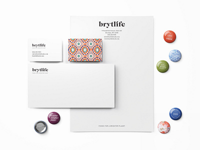 Brytlife Business Stationery Suite bold businesscard button color colorful food illustration label letterhead logo minimal pattern playful stationery vegan vegan food vegan yogurt watercolor