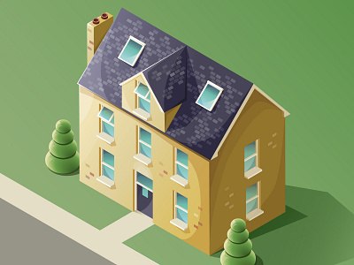 Isometric house (view from window) adobe illustrator house illustration isometric isometric illustration street vector work in progress