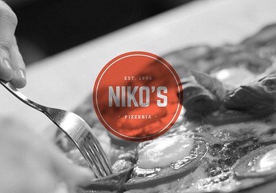 Niko's Pizzeria Logo brand branding clean design flat freelance graphic design icon identity identity design illustrator logo minimal pepperoni pizza quality red restaurant vector