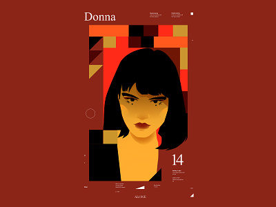 Donna abstract composition design fierce girl illustration laconic lines minimal pattern portrait portrait illustration poster woman