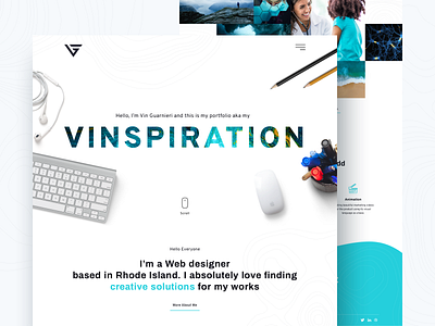 Portfolio 2020 shot branding freelance landingpage minimal modern motion graphics portfolio product design sketchapp teal texture web design web designer white