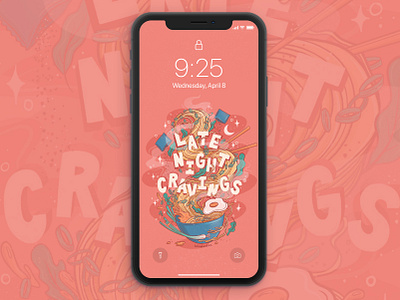 Late Night Cravings Ramen Free Phone Wallpaper background foodart foodillustration handlettering illustration lettering phone phonewallpaper ramen wallpaper wallpaper design wallpapers