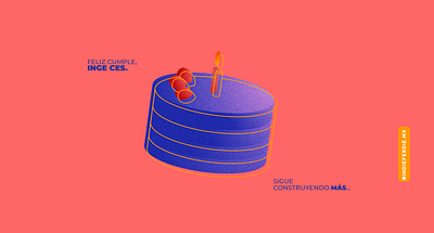 Birthday postal birthday cake design geometric illustration noise vector