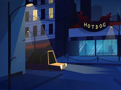 Smoky street 2d adobe illustrator background behance car cartoon illustration city concept dribbble dribbblers gradient illustration illustrator landscape illustration motion night street vector