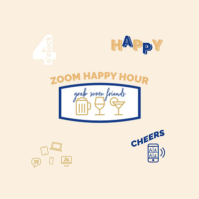 Zoom Happy Hour cheers design graphic design graphic series graphics happy hour icons inforgraphics invitation invite quarantine stayhome zoom