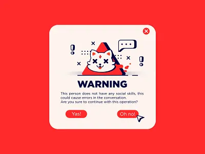Social anxiety anxiety cat error illustration red social warning
