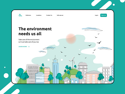 Waste collector application branding design environment illustration landing page nature planet earth ui design