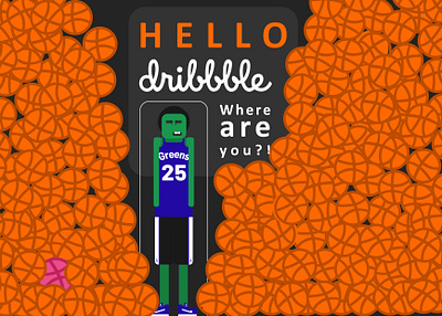 Hello Dribbble! basketball dribbble invite hellodribbble illustration rasakolko vector