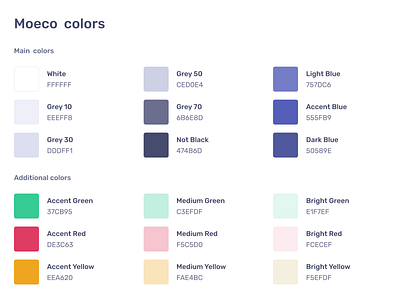 Moeco design system - Color palette color scheme colors palette pallete