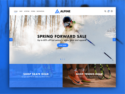 Ski Shop Website Concept concept ecommerce mobile shop skate shop ski ski shop tennis ui ux web web design website