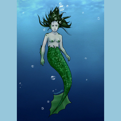 Lost mermaid aesthetic art digital art digital drawing drawing fantasy fantasy creature illustration illustrator ilustración mermaid sea underwater