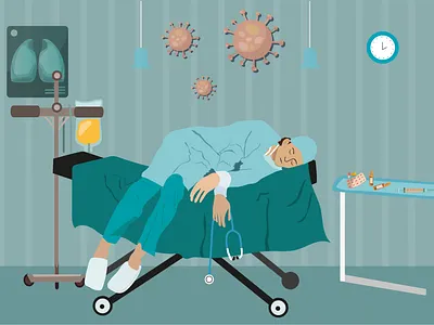 Doctor Resting corona design doctor hospital illustration medicine vector