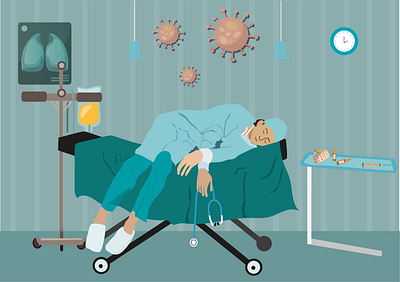 Doctor Resting corona design doctor hospital illustration medicine vector