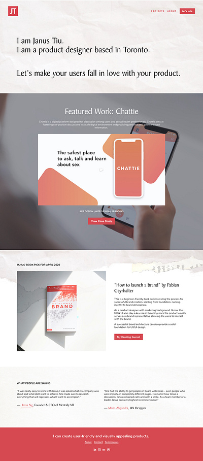 Janus Tiu - Portfolio Website Design design designer product design product designer squarespace squarespace design squarespace website ui ux uxdesign web design website design