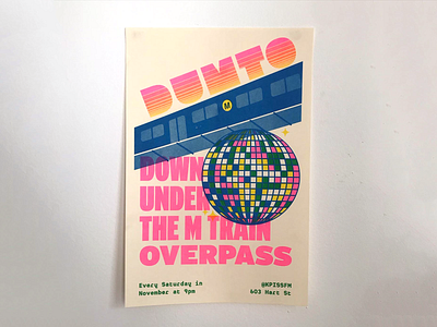 Riso Poster discoball poster print riso risograph