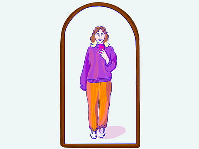 Cartoon Marcy cartoon illustration mirror selfie