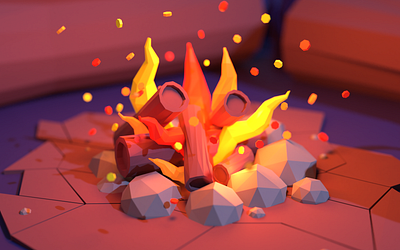 Campfire 2020 trend 3d 3d art 3d modeling blender blender3d camp campfire camping cartoon dribble dribbleartist fire fireplace fun illustration low poly lowpoly lowpolyart