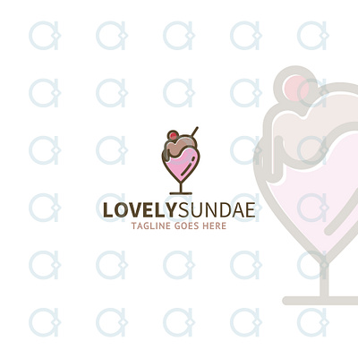 Ice Cream Logo brand design cafe cake cakery delicious design designer dish food graphic ice cream logo restaurant shop store sundae vector yummy