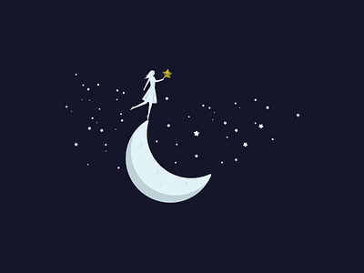 Creating create draw girl illustraion illustrator moon stars