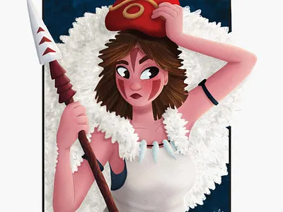 Princess Mononoke cartoon challenge character art character concept character design characters girl girl drawing illustration mononoke warrior woman
