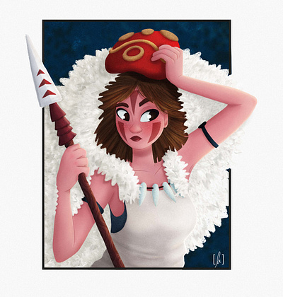 Princess Mononoke cartoon challenge character art character concept character design characters girl girl drawing illustration mononoke warrior woman