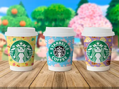 Starbells Coffee animal crossing coffee coffee cup colorful gaming illustration nintendo pattern starbucks